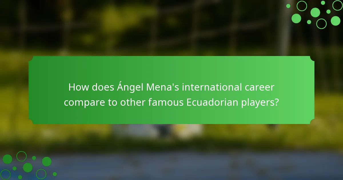 How does Ángel Mena's international career compare to other famous Ecuadorian players?