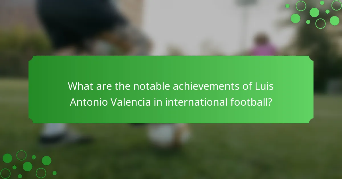 What are the notable achievements of Luis Antonio Valencia in international football?